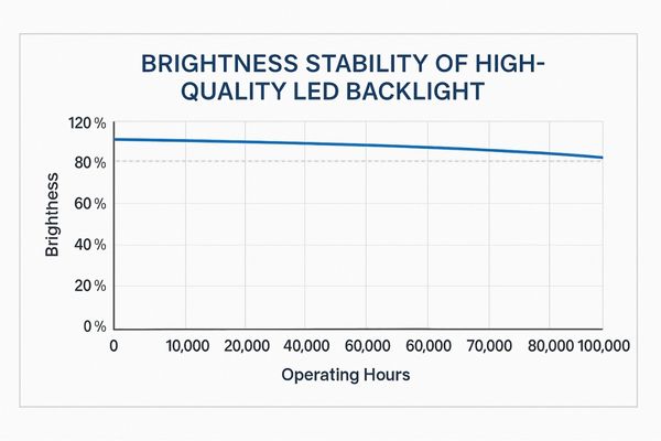 A graph showing the long-term brightness stability of a high-quality LED backlight