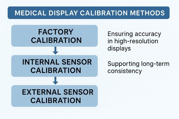 A diagram illustrating the three levels of calibration: factory, built-in sensor, and external sensor