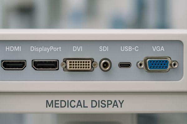 Various medical display interface ports like HDMI, DisplayPort, and DVI