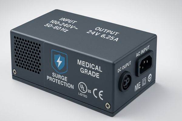 Medical-grade power supply unit for a surgical monitor