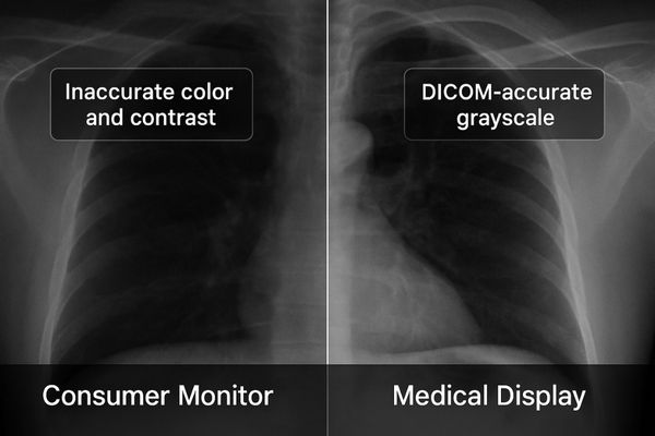 A split-second action shot of a surgeon's hands and the corresponding immediate image on a low-latency monitor