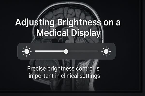 An image showing a medical display with a brightness slider control overlaid
