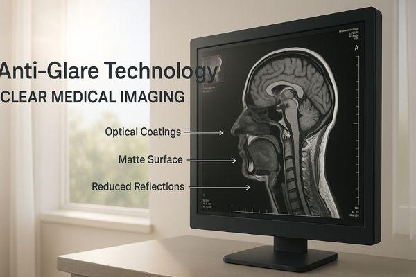 A medical display showing a clear image next to a bright window