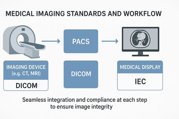 A diagram showing the flow of a medical image from scanner to a compliant display