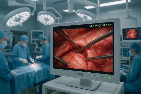Reshin surgical monitor operating reliably in a busy, modern operating room