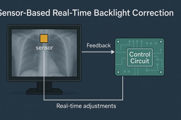 A diagram showing a sensor inside a monitor providing feedback to the control circuit