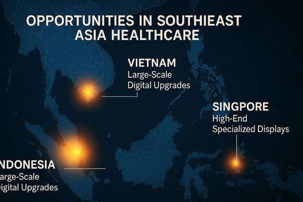 A map of Southeast Asia with glowing hotspots over key countries like Vietnam, Indonesia, and Singapore