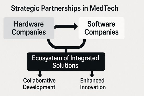 A diagram showing how hardware and software companies partner to create an ecosystem