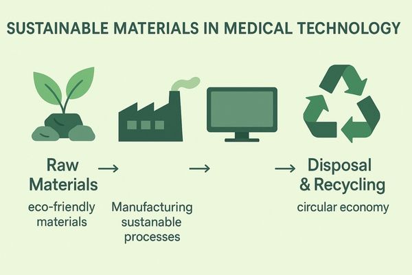 An infographic showing the lifecycle of a sustainably produced medical display