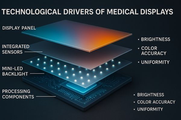 A diagram illustrating the layers of a modern medical display panel