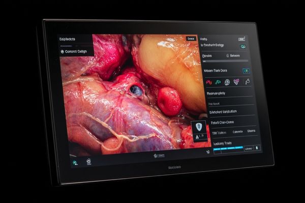 A 4K surgical display showing the vibrant and distinct colors of different tissues during an operation
