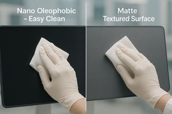 A comparison of wiping a smooth nano screen vs. a textured matte screen