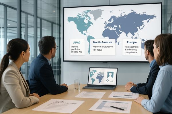 Global strategy meeting with maps and localized product plans