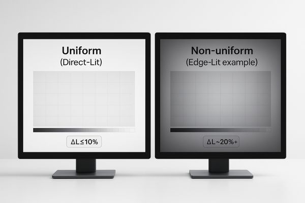 Side-by-side comparison of a uniform vs non-uniform medical display