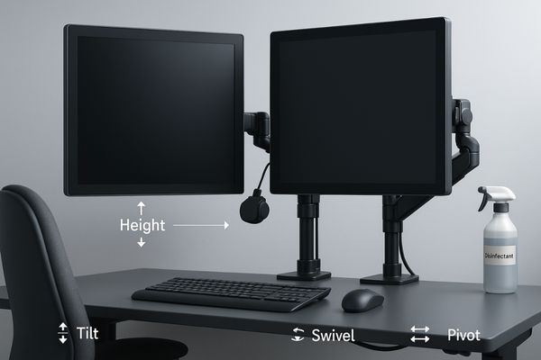 Ergonomic dual-screen radiology workstation