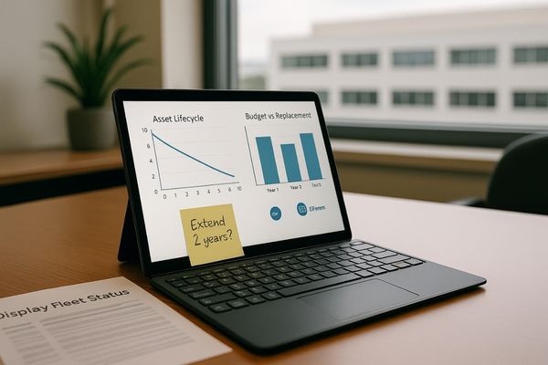 Hospital administrator evaluating equipment lifespan and budget