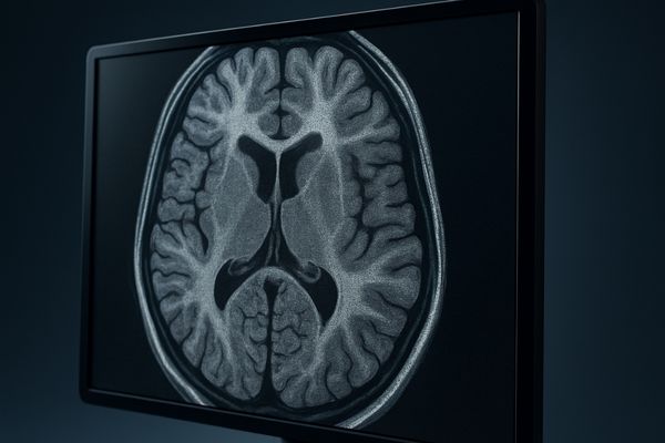 A close-up of a high-resolution medical display showing a detailed radiological image with sharp clarity