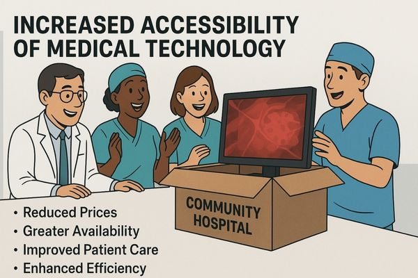 A community hospital staff proudly unboxing a new, advanced surgical display