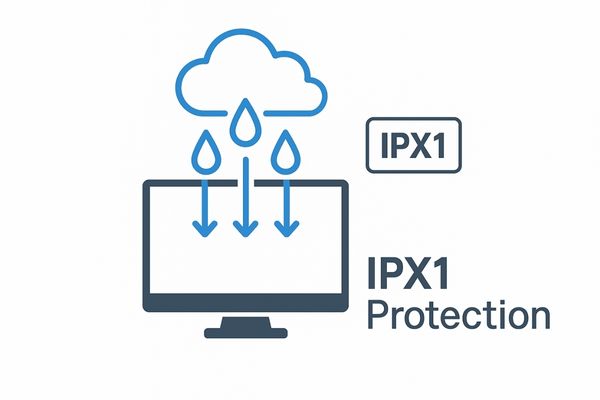 A diagram showing water dripping vertically onto an IPX1-rated device