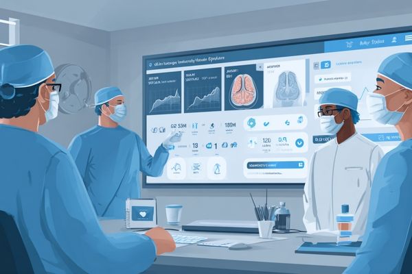A junior surgeon confidently assisting a senior surgeon while viewing a sharp 4K monitor