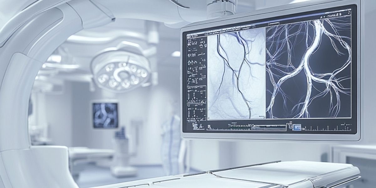 Medical monitor used in angiography interventional procedures