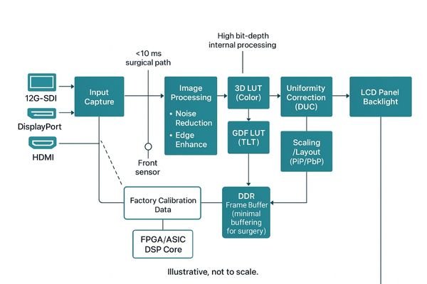 Diagram of a medical monitor's internal DSP components