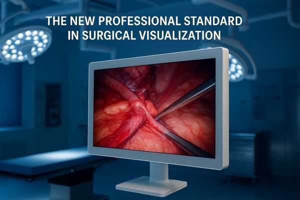A hero shot of a surgical display beautifully lit in a state-of-the-art operating room