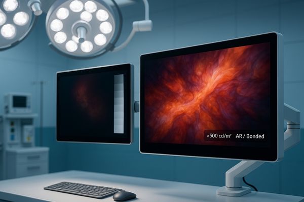 Surgical team viewing a monitor in the operating room
