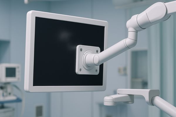 A monitor being easily mounted onto a standard VESA surgical boom arm