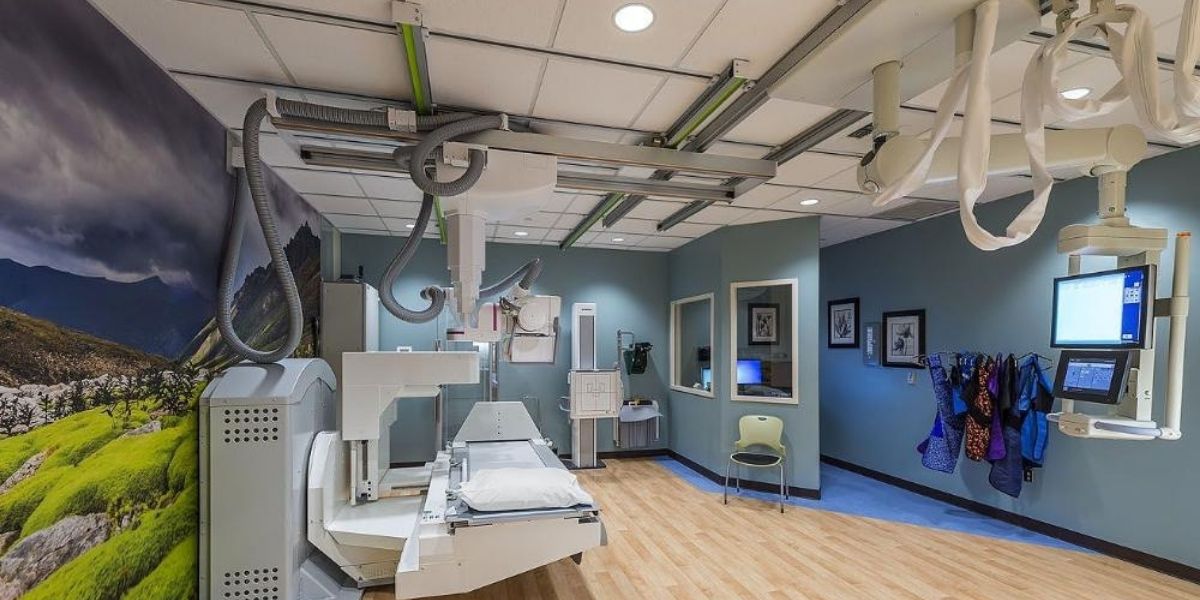 Radiology X-ray fluoroscopy room with medical display installation
