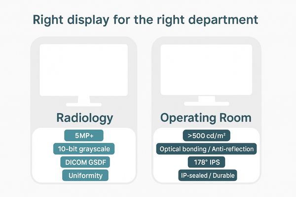 Comparing radiology and operating room medical displays