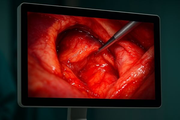A surgical display showing a bright, hdr image of a surgical cavity with no motion blur