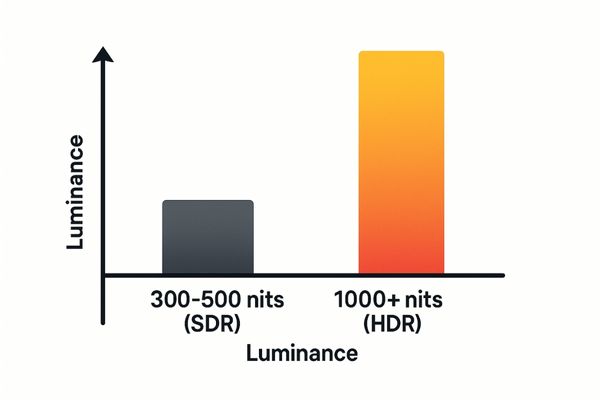 A graph comparing the luminance range of SDR vs. HDR