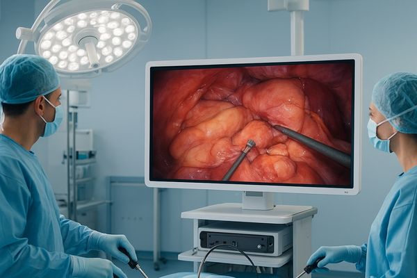 Laparoscopic surgery displayed on MS430PC 42.5-inch 4K UHD surgical monitor