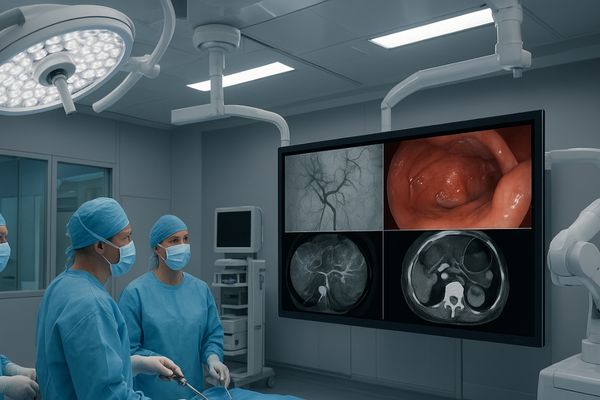 Hybrid operating room setup with MS550P 55-inch 4K UHD surgical monitor