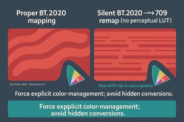 An image showing gamut clipping artifacts, where saturated colors appear as flat, undifferentiated blocks.