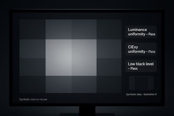 A screen uniformity test pattern showing perfectly even brightness across the entire display, highlighting its consistency.