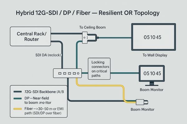 A simplified schematic of a hybrid OR video wiring layout.