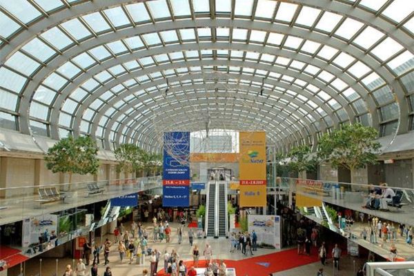 Interior hall of Messe Düsseldorf Exhibition Center, Germany