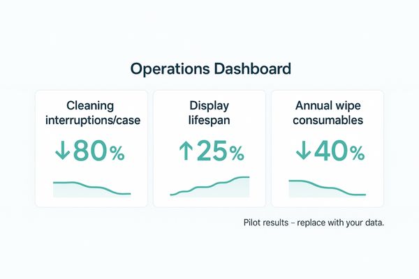 A simple dashboard showing positive operational metrics. 