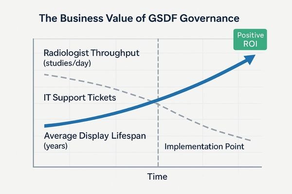 A graph showing three positive business trends over time: 