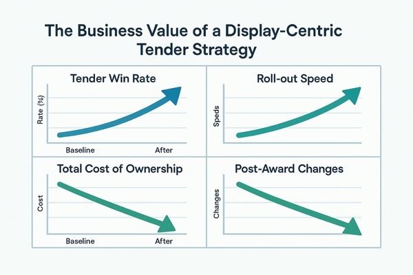 A graph showing the positive business impact of a display-centric strategy: