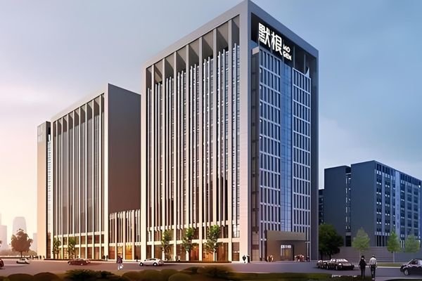 Exterior view of the Mogen Group headquarters building featuring modern architecture and a premium corporate image.