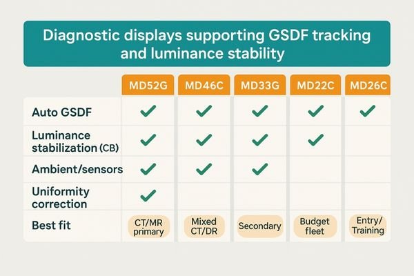 A step-by-step visual guide showing the process from inventorying monitors to performing regular QA tests with a calibration sensor.