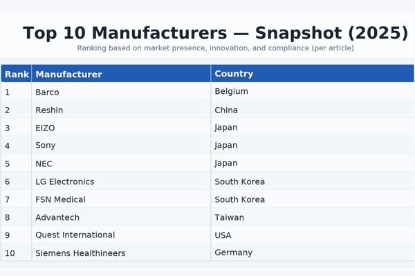 A table listing the top 10 manufacturers with their country of origin and a one-sentence summary of their key strength
