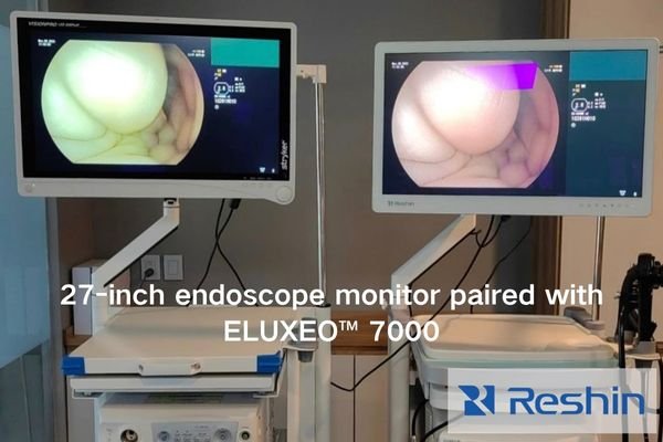 Side-by-side image comparison showing accurate color reproduction of BLI and LCI modes on Reshin monitors.