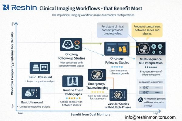 A workflow map highlighting where dual-monitor persistence improves detail in comparison-heavy and overlay-heavy reads.