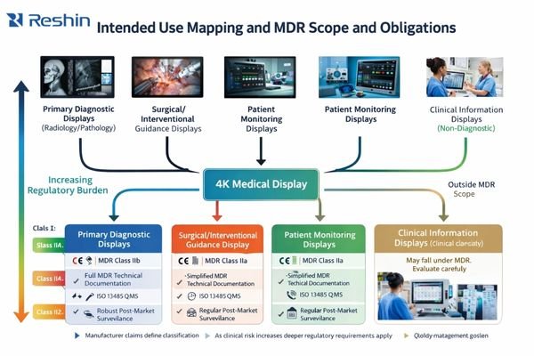 A diagram mapping intended use to MDR scope, showing how claims change compliance obligations.