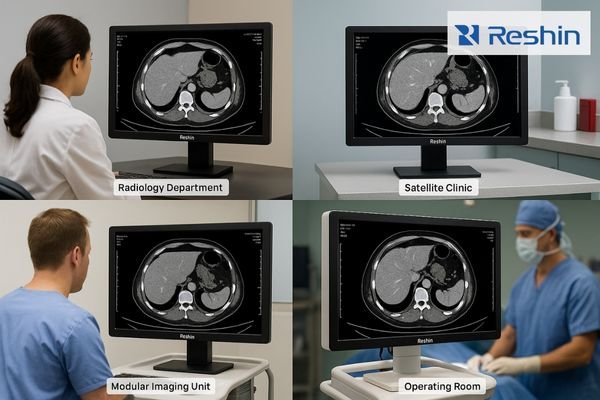 Multi-site healthcare network using consistent high-stability medical-grade monitors for standardized imaging performance