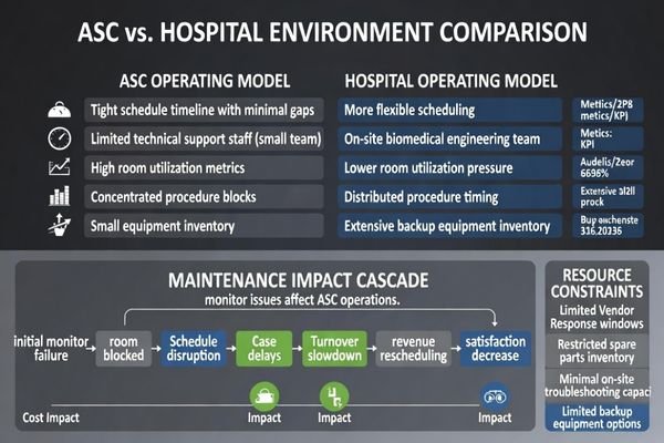 ASC operational constraints that amplify monitor downtime impact